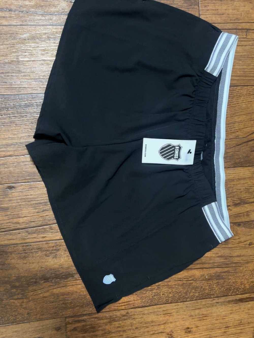 K-Swiss Black Women's Athletic Shorts with Striped Waistband